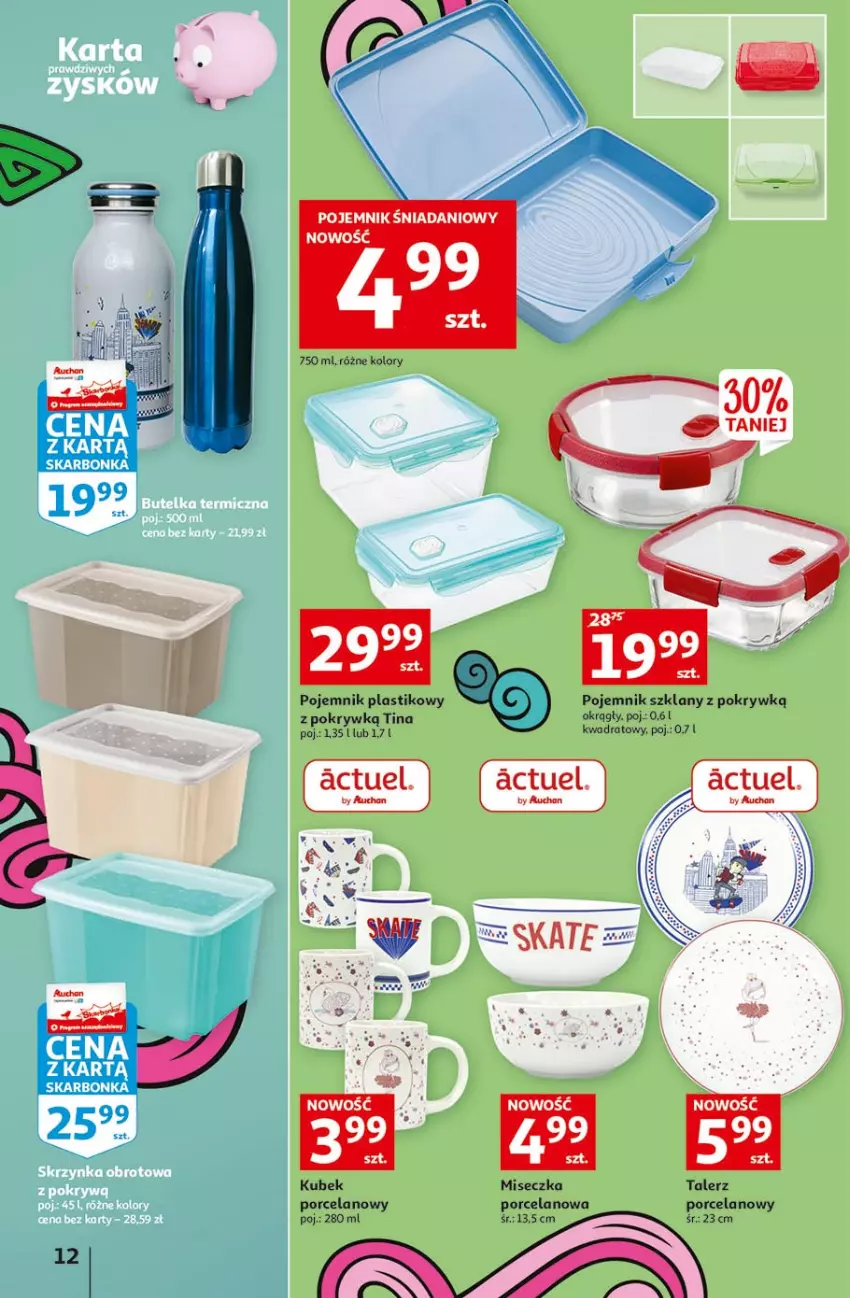 Gazetka promocyjna Auchan - Rysuje się coś wartego zapisania Hipermarkety - ważna 26.08 do 01.09.2021 - strona 12 - produkty: Danio, Kubek, Miseczka, Pojemnik, Pojemnik plastikowy, Por, Talerz