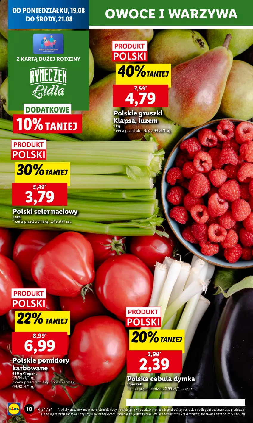 Gazetka promocyjna Lidl - GAZETKA - ważna 19.08 do 21.08.2024 - strona 14 - produkty: Cebula, Chleb, Gruszki, Owoce, Pomidory, Seler naciowy, Ser, Warzywa