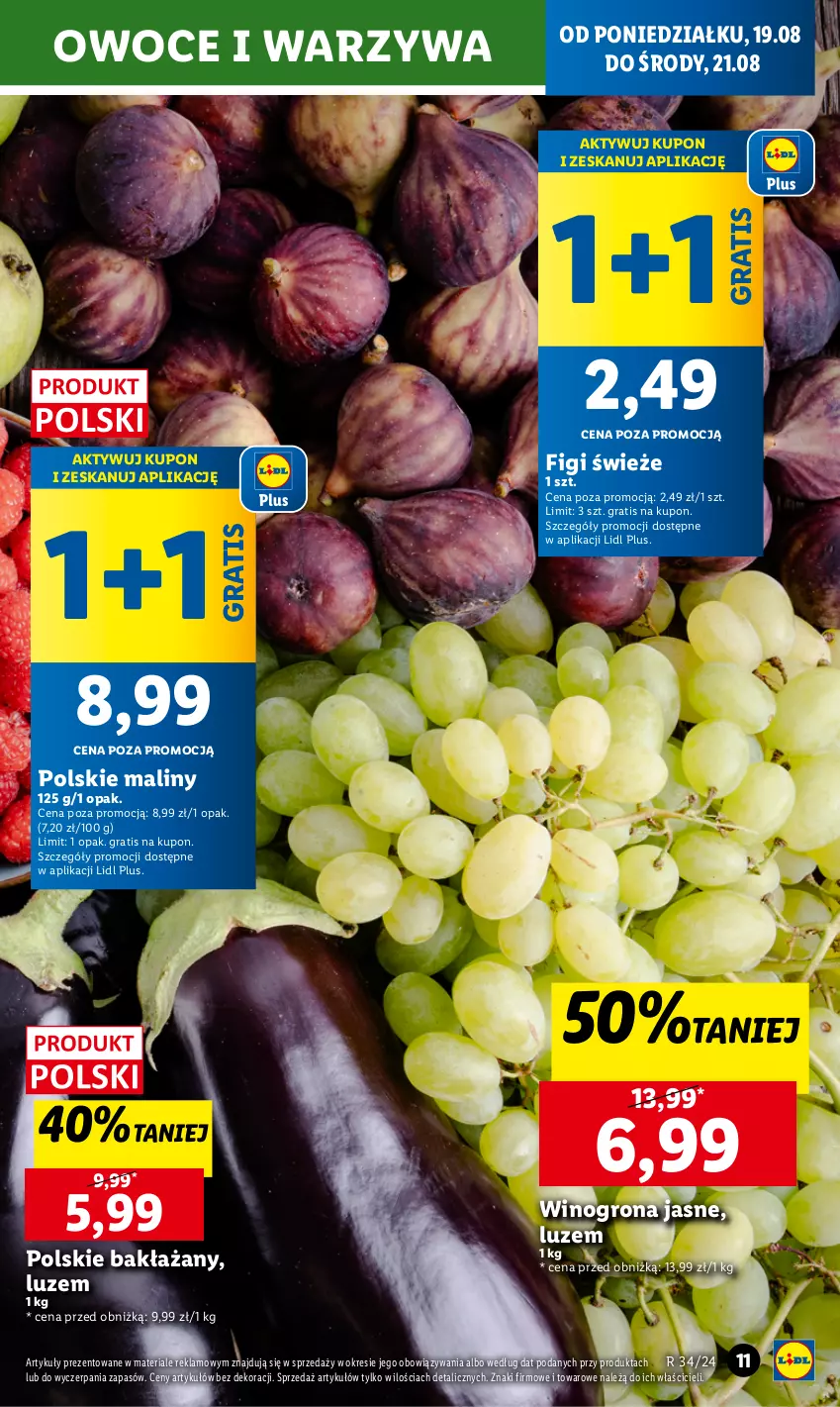 Gazetka promocyjna Lidl - GAZETKA - ważna 19.08 do 21.08.2024 - strona 15 - produkty: Figi, Gra, Maliny, Owoce, Warzywa, Wino, Winogrona