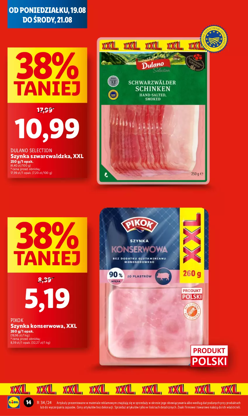 Gazetka promocyjna Lidl - GAZETKA - ważna 19.08 do 21.08.2024 - strona 18 - produkty: Dulano, PIKOK, Ser, Szynka, Szynka konserwowa