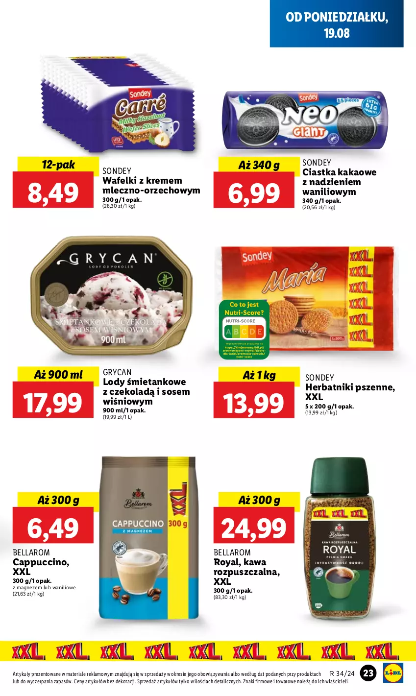 Gazetka promocyjna Lidl - GAZETKA - ważna 19.08 do 21.08.2024 - strona 27 - produkty: Bell, Bella, Cappuccino, Ciastka, Gry, Herbatniki, Kakao, Kawa, Kawa rozpuszczalna, Lody, Magnez, Sos