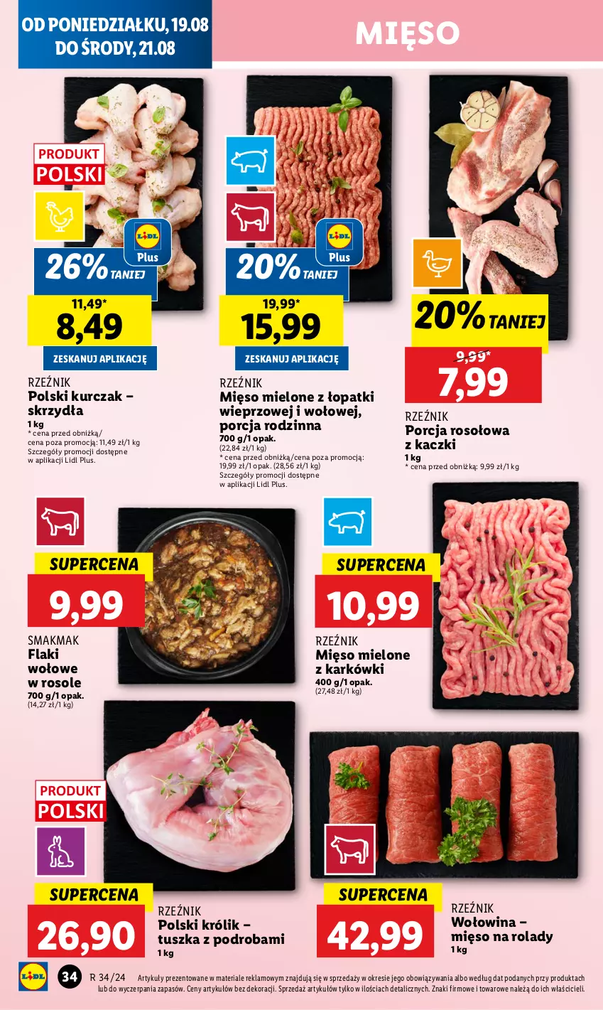 Gazetka promocyjna Lidl - GAZETKA - ważna 19.08 do 21.08.2024 - strona 38 - produkty: Flaki, Flaki wołowe, Królik, Kurczak, Mięso, Mięso mielone, Mięso mielone z łopatki wieprzowej, Por, Tusz, Wołowina