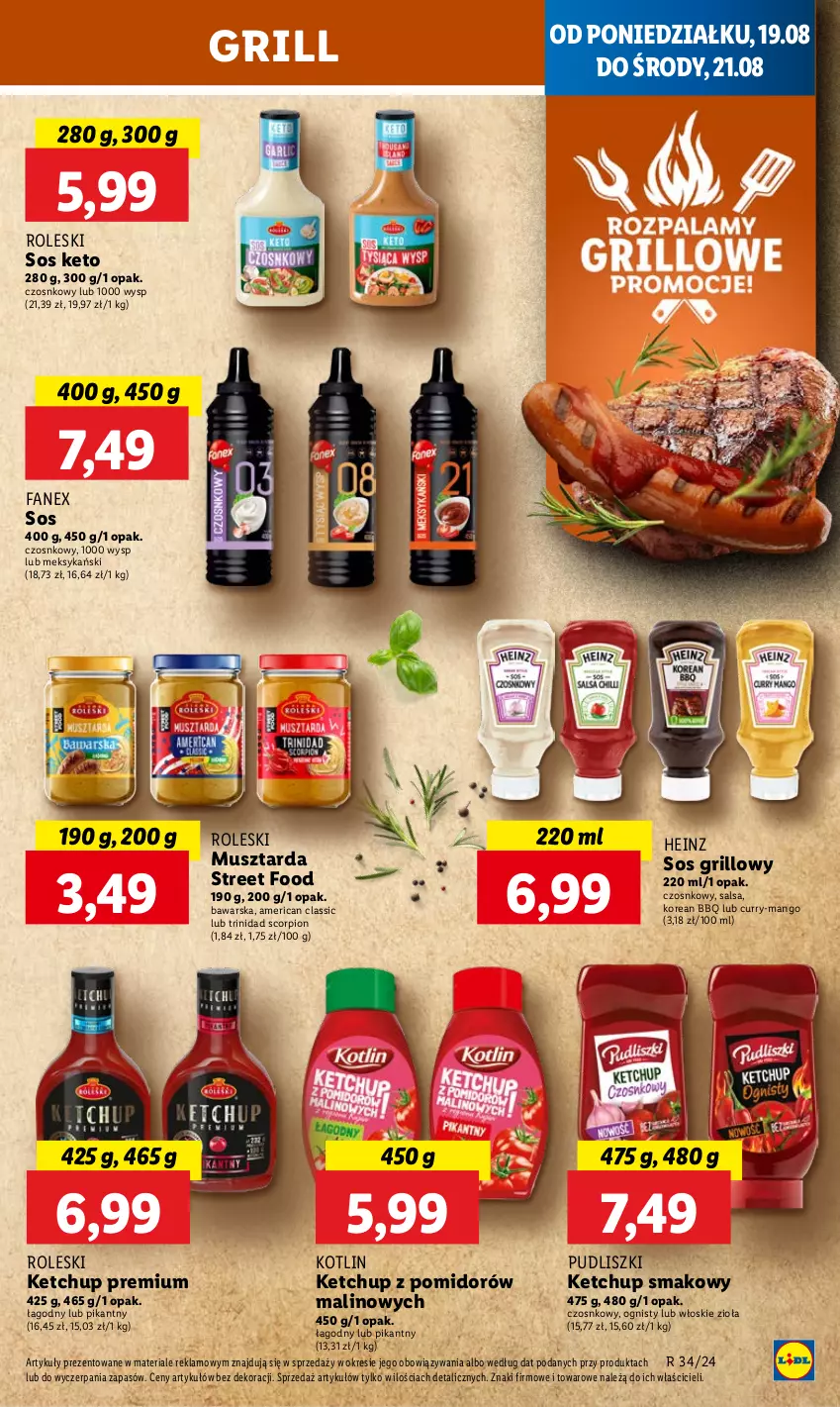 Gazetka promocyjna Lidl - GAZETKA - ważna 19.08 do 21.08.2024 - strona 43 - produkty: Fa, Grill, Heinz, Ketchup, Kotlin, Mango, Mus, Musztarda, Pudliszki, Salsa, Sos