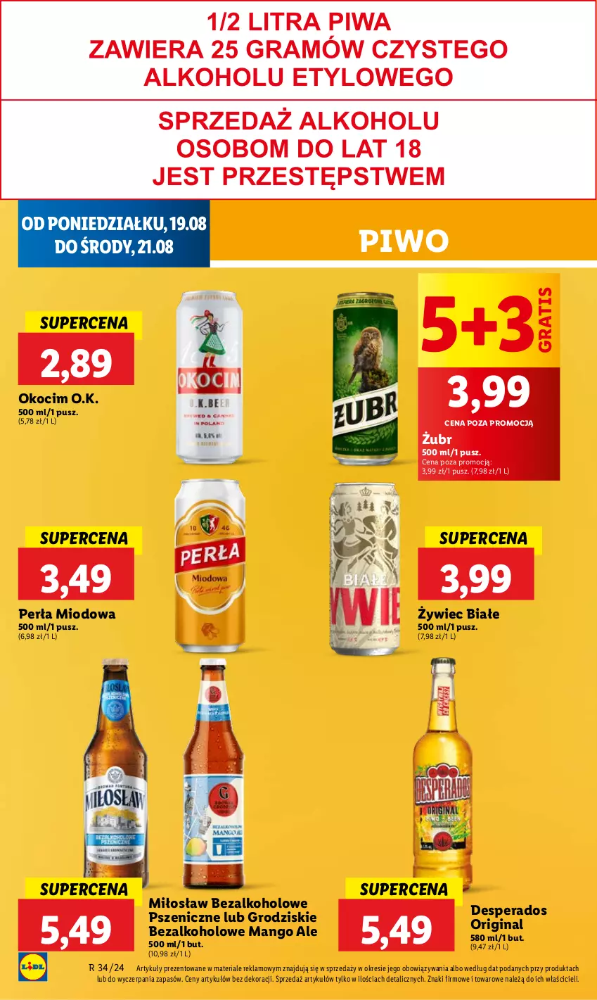 Gazetka promocyjna Lidl - GAZETKA - ważna 19.08 do 21.08.2024 - strona 44 - produkty: Desperados, Gin, Gra, Koc, Mango, Okocim, Perła, Piwo