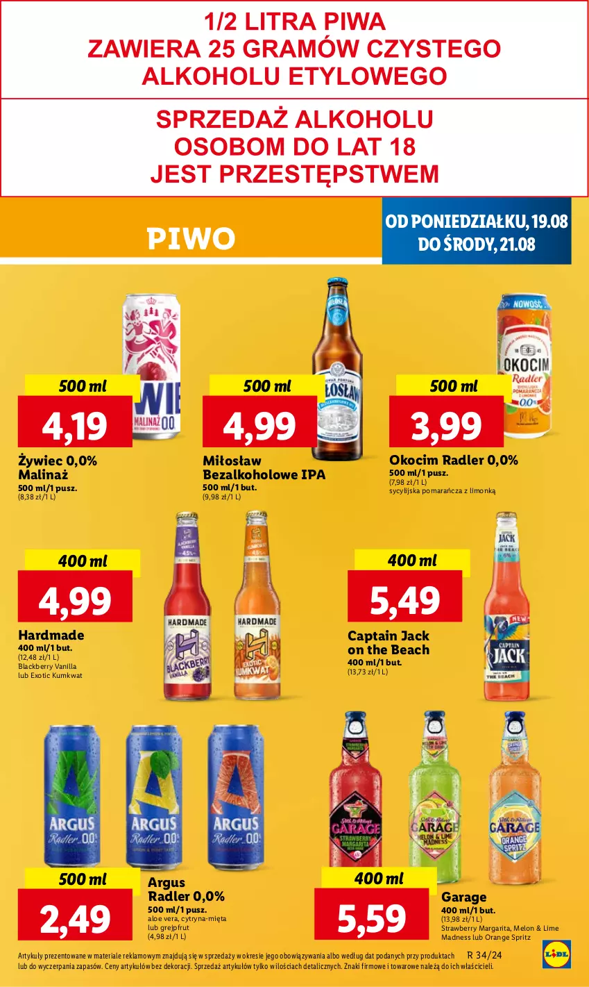 Gazetka promocyjna Lidl - GAZETKA - ważna 19.08 do 21.08.2024 - strona 45 - produkty: Aloe vera, Captain Jack, Grejpfrut, Koc, Kumkwat, Lack, Melon, Mięta, Okocim, Piwo, Radler