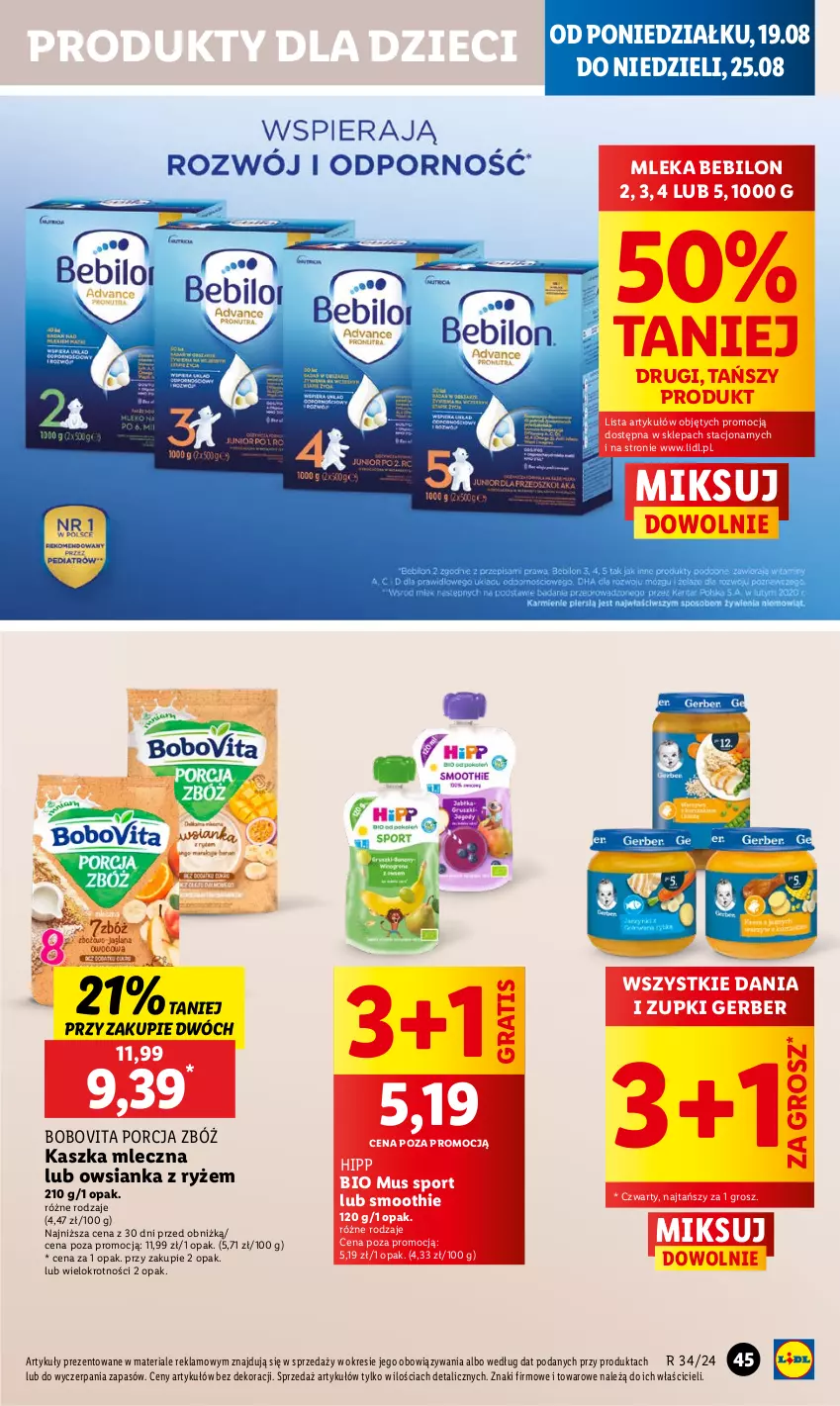 Gazetka promocyjna Lidl - GAZETKA - ważna 19.08 do 21.08.2024 - strona 51 - produkty: BEBILON, BoboVita, Dzieci, Gerber, Gra, HiPP, Hipp Bio, Mus, Owsianka, Por, Ryż, Smoothie, Sport