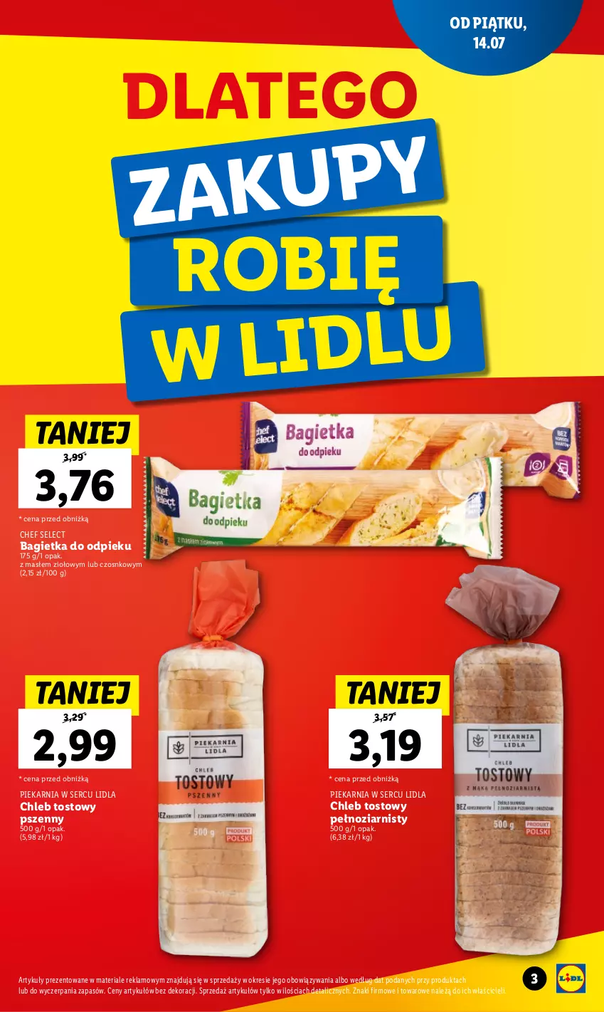 Gazetka promocyjna Lidl - GAZETKA - ważna 14.07 do 23.07.2023 - strona 3 - produkty: Bagietka, Chleb, Chleb tostowy, Ser