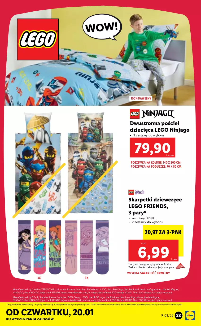 Gazetka promocyjna Lidl - GAZETKA - ważna 17.01 do 23.01.2022 - strona 25 - produkty: Dzieci, Fa, Karp, LEGO, LEGO Friends, LEGO Ninjago, Pościel, Poszewka, Ser, Skarpetki, Sok