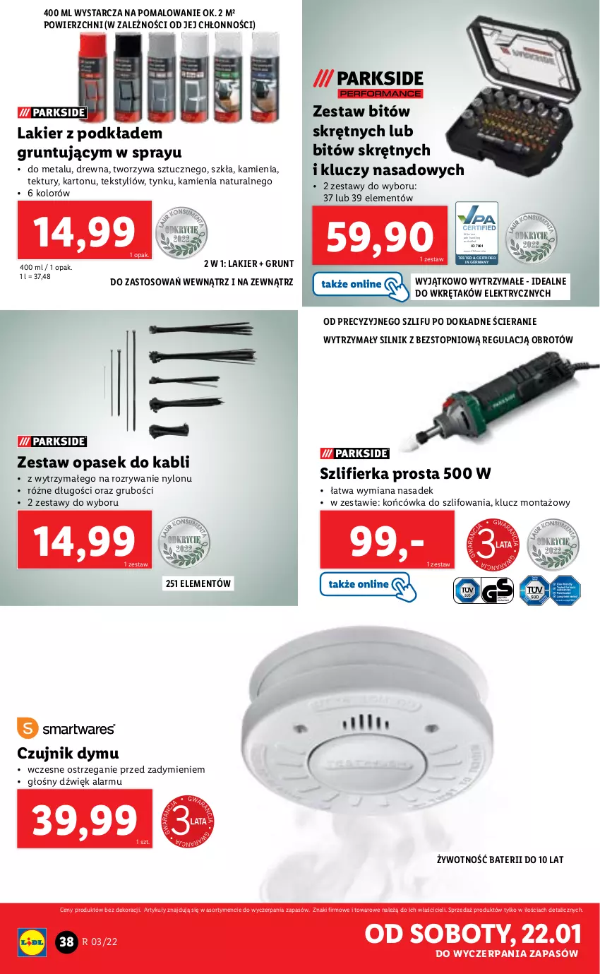 Gazetka promocyjna Lidl - GAZETKA - ważna 17.01 do 23.01.2022 - strona 40 - produkty: Control, Grunt, Lakier, Pasek, Podkład, Szlifierka, Top, Wkręt