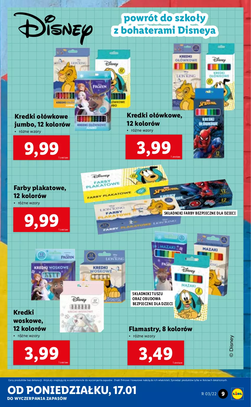 Gazetka promocyjna Lidl - GAZETKA - ważna 17.01 do 23.01.2022 - strona 9 - produkty: Disney, Dzieci, Fa, Flamastry, Piec, Tera, Tusz