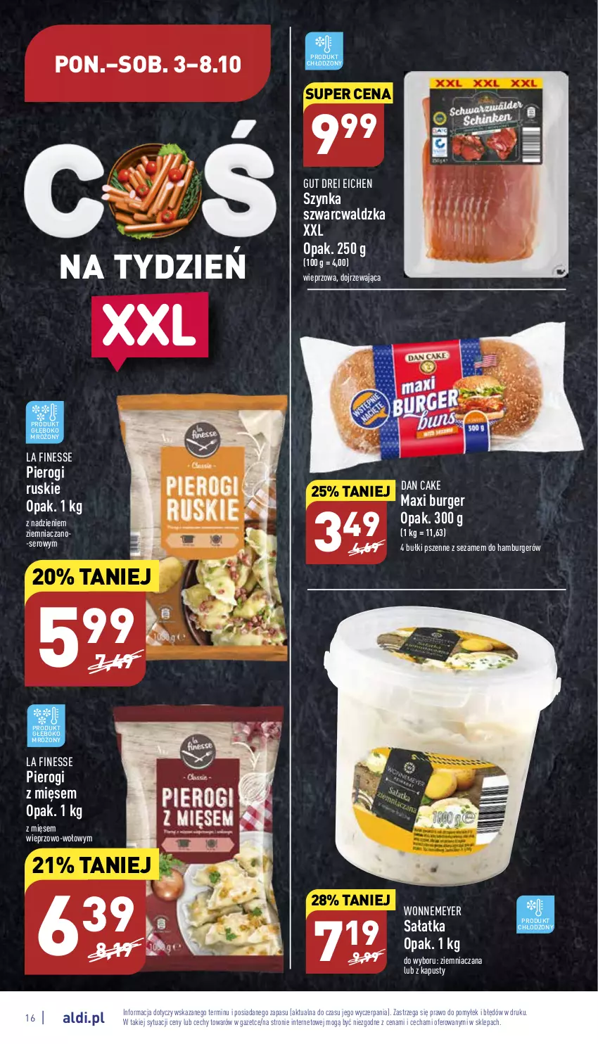 Gazetka promocyjna Aldi - Pełny katalog - ważna 03.10 do 08.10.2022 - strona 16 - produkty: Burger, Dan Cake, Hamburger, Pierogi, Sałat, Sałatka, Ser, Sezam, Szynka