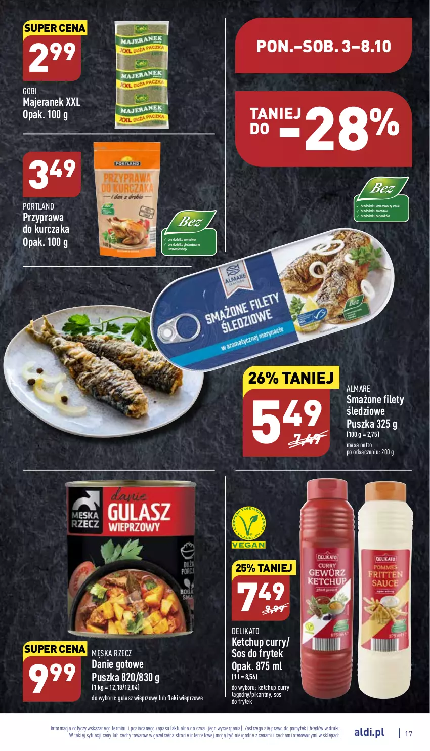 Gazetka promocyjna Aldi - Pełny katalog - ważna 03.10 do 08.10.2022 - strona 17 - produkty: Danie gotowe, Flaki, Ketchup, Kurczak, Por, Sos