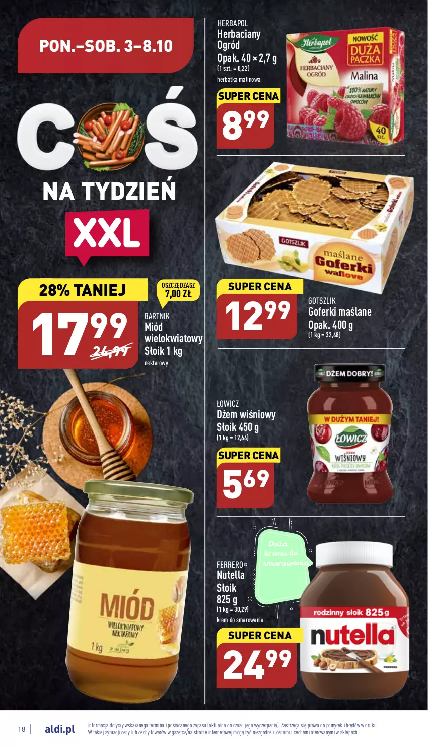 Gazetka promocyjna Aldi - Pełny katalog - ważna 03.10 do 08.10.2022 - strona 18 - produkty: Dżem, Ferrero, Herbapol, Miód, Nektar, Nutella, Ogród