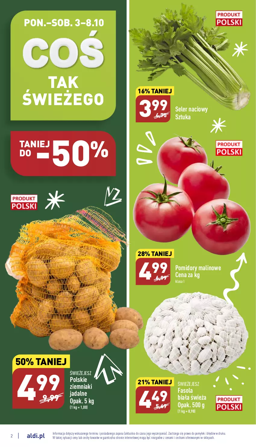 Gazetka promocyjna Aldi - Pełny katalog - ważna 03.10 do 08.10.2022 - strona 2 - produkty: Fa, Fasola, Pomidory, Seler naciowy, Ziemniaki