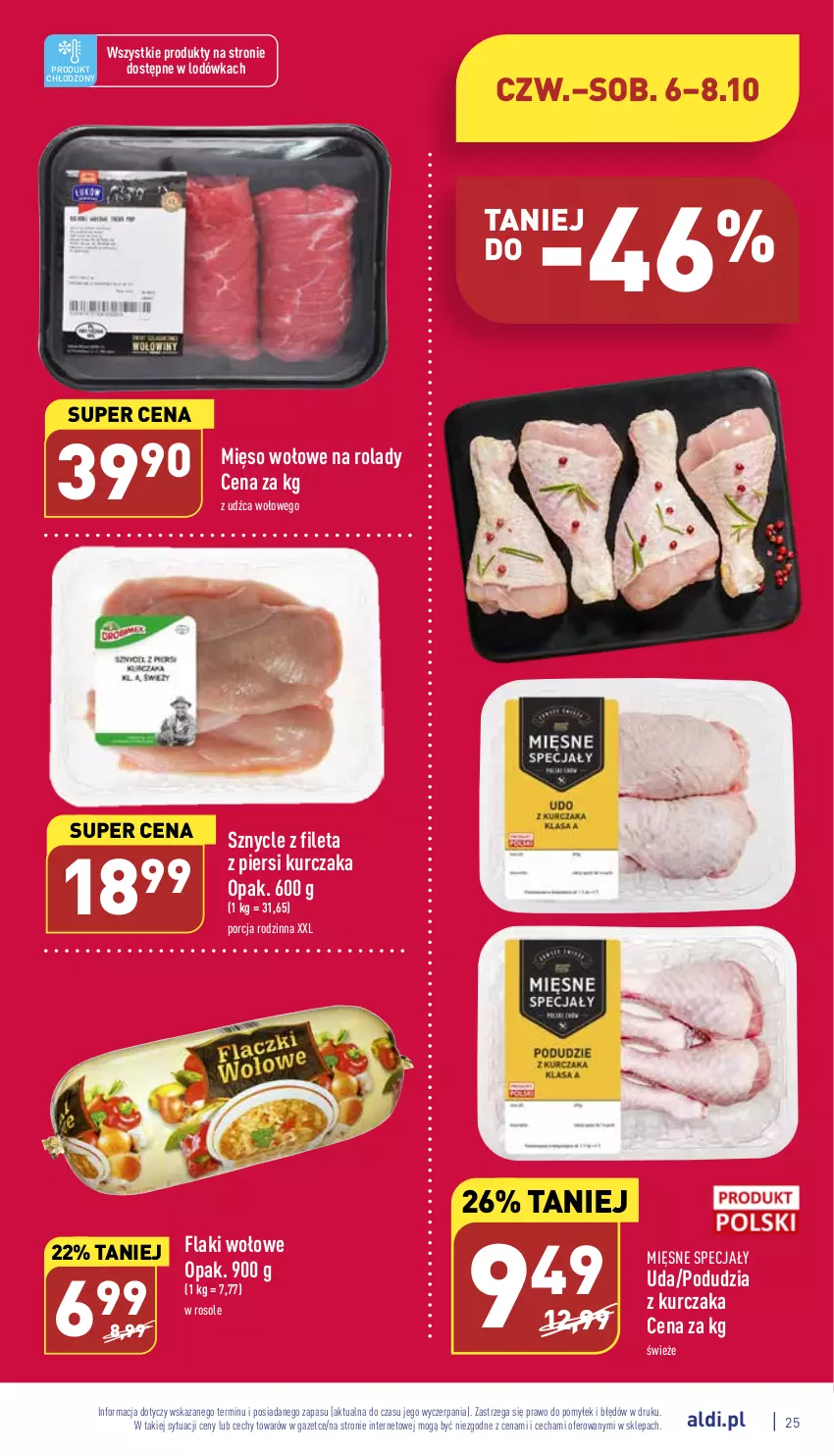 Gazetka promocyjna Aldi - Pełny katalog - ważna 03.10 do 08.10.2022 - strona 25 - produkty: Flaki, Flaki wołowe, Kurczak, Lodówka, Mięsne specjały, Mięso, Mięso wołowe, Por