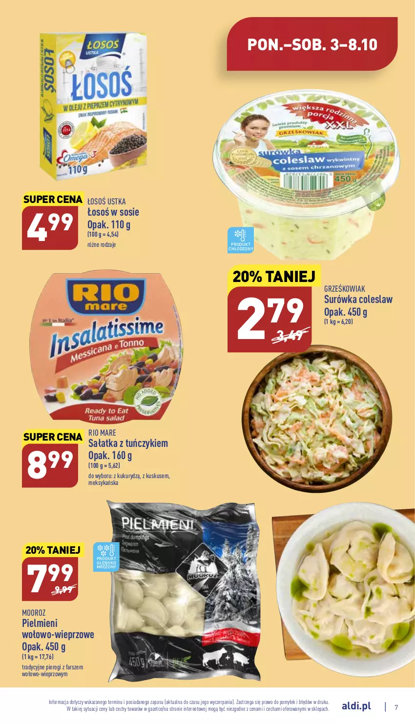 Gazetka promocyjna Aldi - Pełny katalog - ważna 03.10 do 08.10.2022 - strona 7 - produkty: Fa, Kuskus, Pierogi, Rio Mare, Sałat, Sałatka, Sos, Surówka, Surówka coleslaw, Tuńczyk