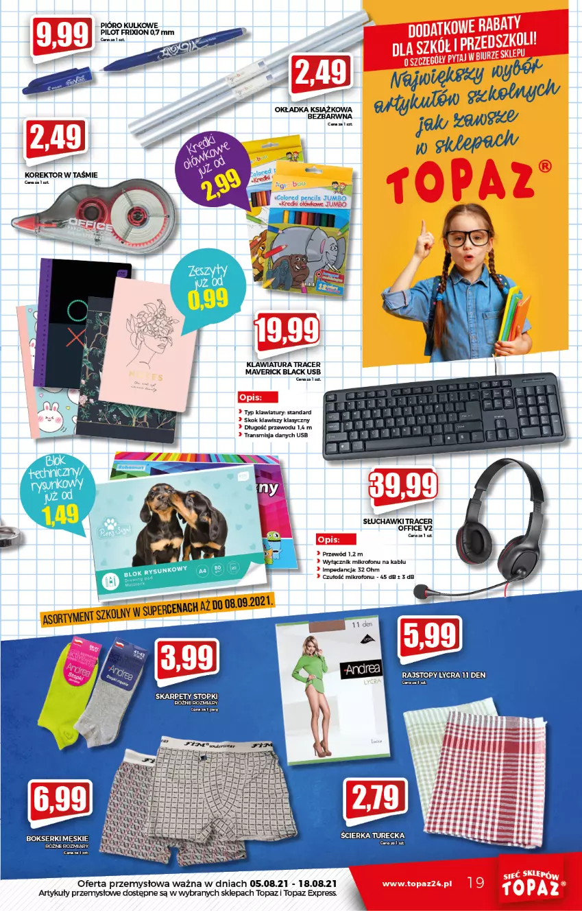 Gazetka promocyjna Topaz - Gazetka - ważna 12.08 do 18.08.2021 - strona 19 - produkty: Acer, AEG, Klawiatura, Lack, Mikrofon, Przewód, Słuchawki, Top, Tran