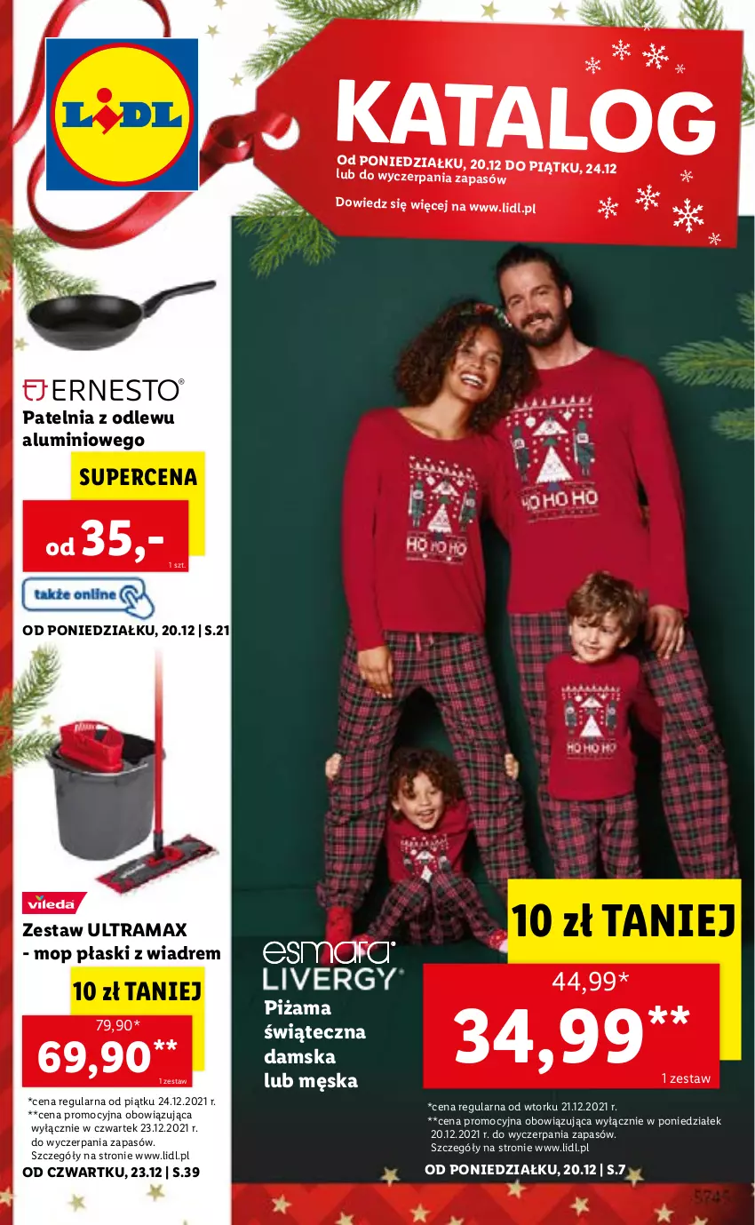 Gazetka promocyjna Lidl - GAZETKA - ważna 20.12 do 24.12.2021 - strona 1 - produkty: Mop, Patelnia, Piżama, Rama