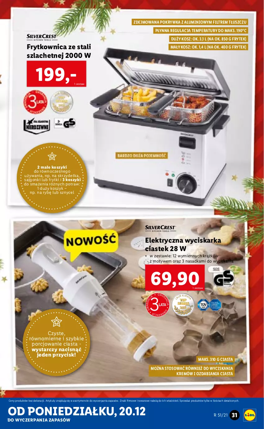 Gazetka promocyjna Lidl - GAZETKA - ważna 20.12 do 24.12.2021 - strona 31 - produkty: Frytki, Kosz, Por, Sajgonki, Stek, Wyciskarka