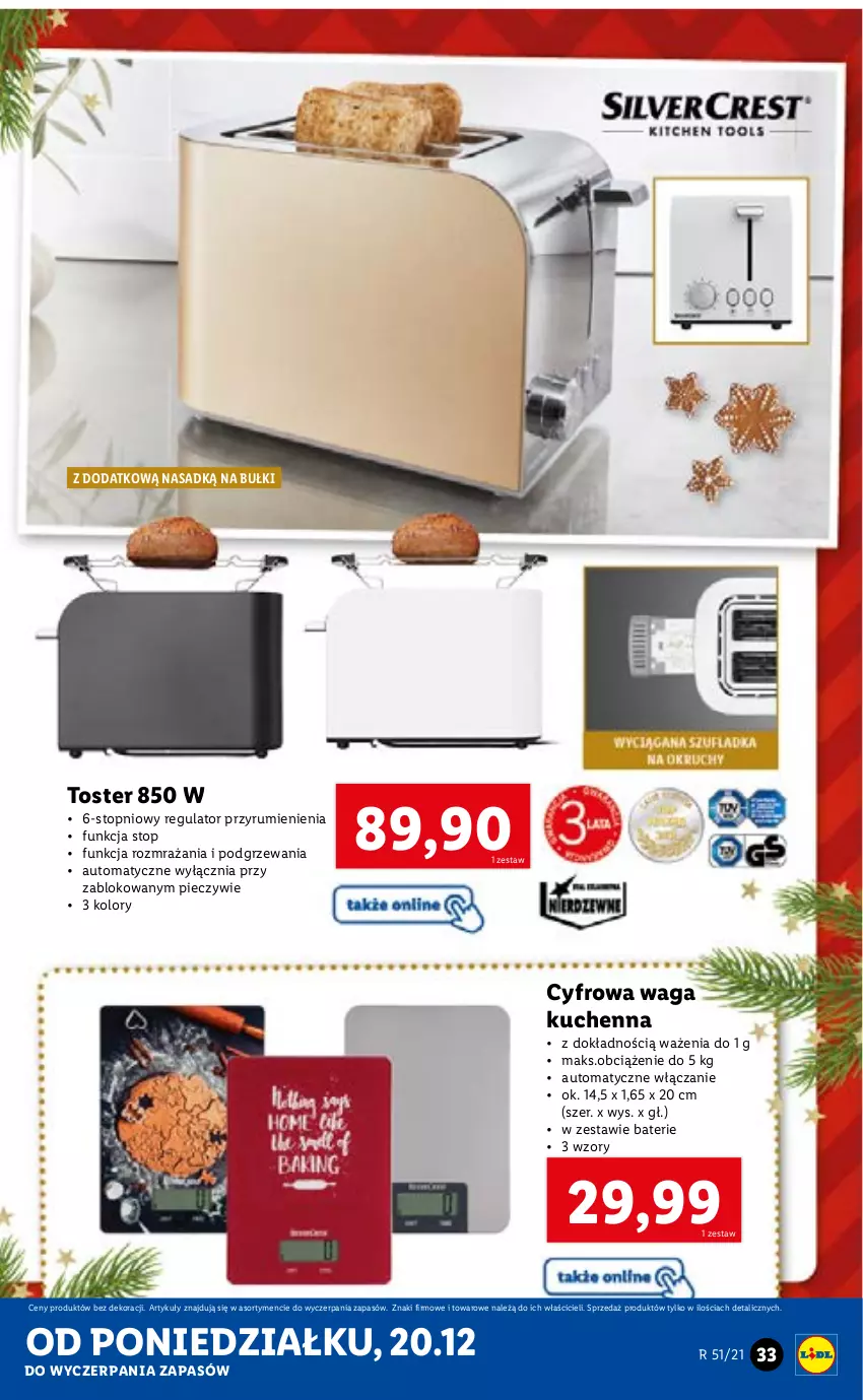 Gazetka promocyjna Lidl - GAZETKA - ważna 20.12 do 24.12.2021 - strona 33 - produkty: Piec, Rum, Top, Toster, Waga