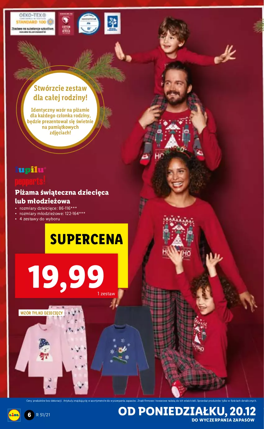 Gazetka promocyjna Lidl - GAZETKA - ważna 20.12 do 24.12.2021 - strona 6 - produkty: Dzieci, Piżama