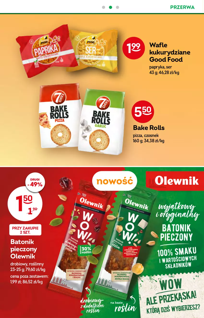 Gazetka promocyjna Żabka - ważna 20.07 do 26.07.2022 - strona 34 - produkty: Bake Rolls, Baton, Czosnek, Gin, Olewnik, Papryka, Piec, Pizza, Ser, Tonik, Wafle