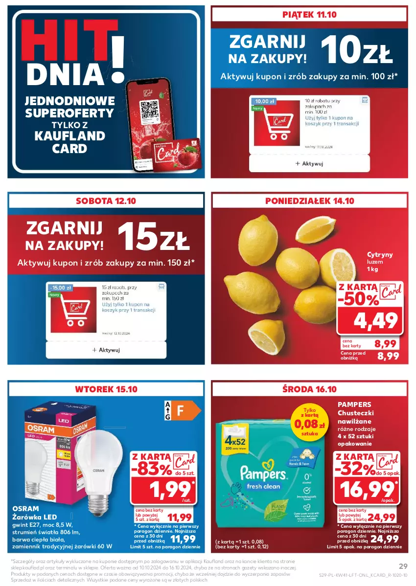 Gazetka promocyjna Kaufland - Gazetka tygodnia - ważna 10.10 do 16.10.2024 - strona 29 - produkty: Chusteczki, Cytryny, Pampers, Rum