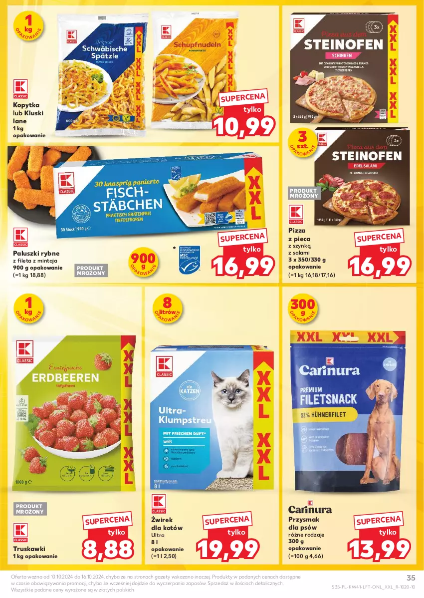 Gazetka promocyjna Kaufland - Gazetka tygodnia - ważna 10.10 do 16.10.2024 - strona 35 - produkty: Kopytka, Mintaj, Paluszki rybne, Piec, Pizza, Salami, Truskawki