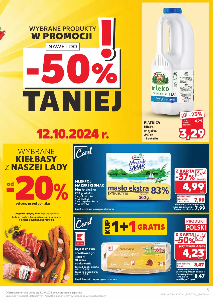 Gazetka promocyjna Kaufland - Gazetka tygodnia - ważna 10.10 do 16.10.2024 - strona 5 - produkty: Gra, Jaja, Masło, Mleko, Piątnica, Waga