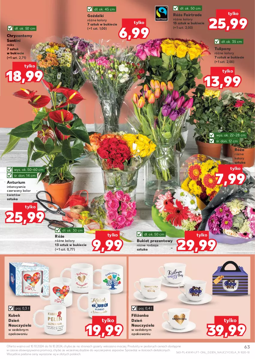 Gazetka promocyjna Kaufland - Gazetka tygodnia - ważna 10.10 do 16.10.2024 - strona 63 - produkty: Bukiet, Fa, Filiżanka, Kubek, Róża, Tulipan