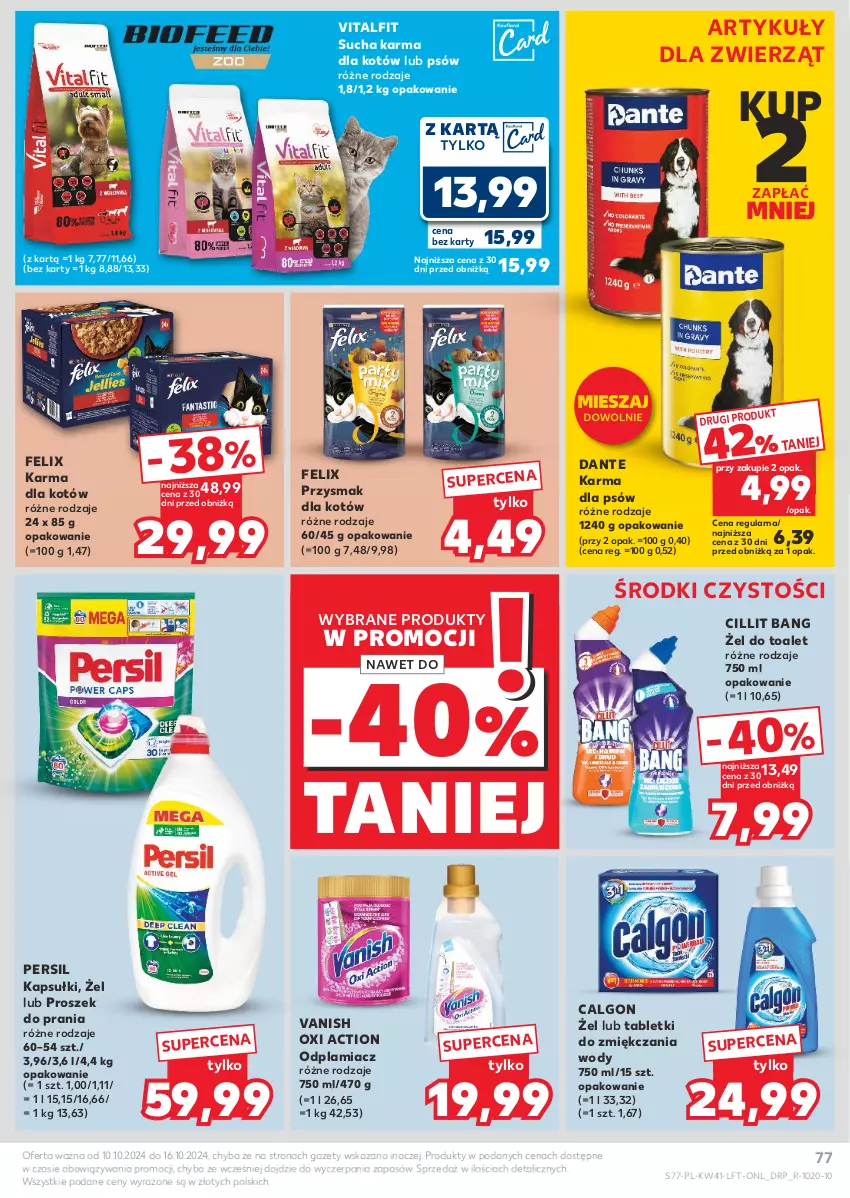 Gazetka promocyjna Kaufland - Gazetka tygodnia - ważna 10.10 do 16.10.2024 - strona 77 - produkty: Calgon, Cillit Bang, Felix, LG, Odplamiacz, Persil, Proszek do prania, Sucha karma, Tablet, Vanish