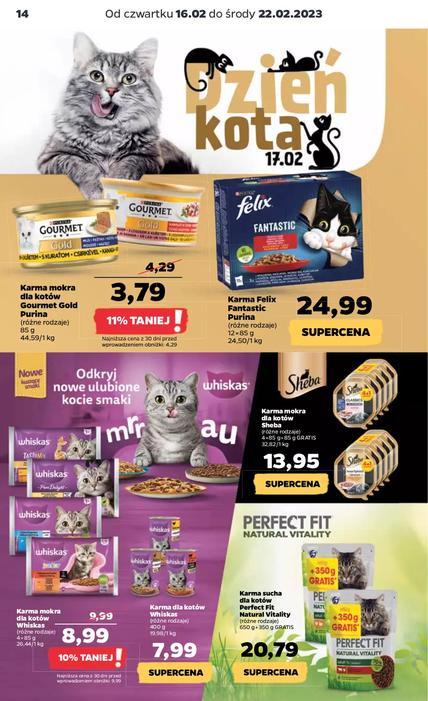 Gazetka promocyjna Netto - Artykuły spożywcze - ważna 16.02 do 22.02.2023 - strona 14 - produkty: Fa, Fanta, Felix, Gourmet Gold, Gra, Karma mokra dla kotów, Pur, Purina, Sheba, Whiskas