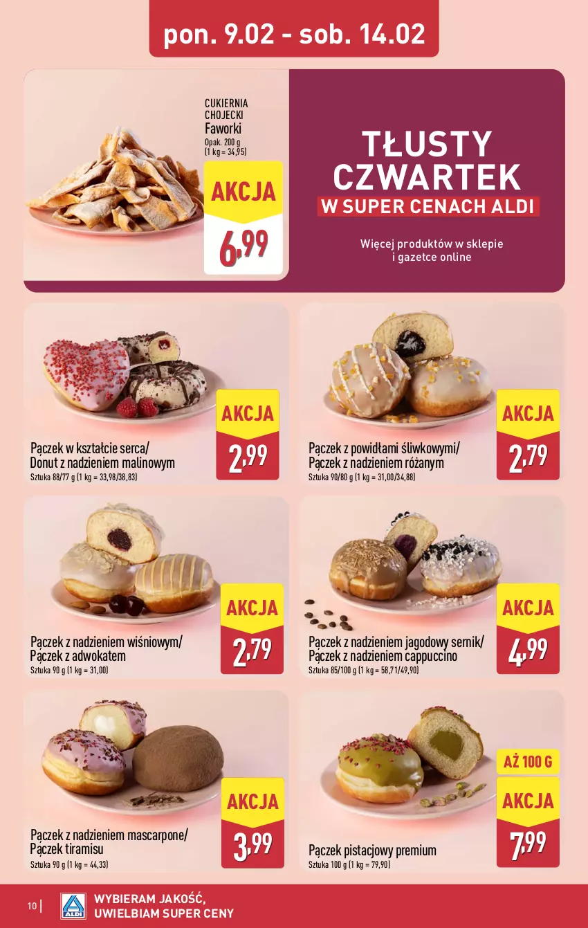 Gazetka promocyjna Aldi - Oferta weekendowa - ważna 12.02 do 14.02.2026 - strona 10 - produkty: Cappuccino, Cukier, Donut, Fa, Faworki, Mascarpone, Pączek, Róża, Ser
