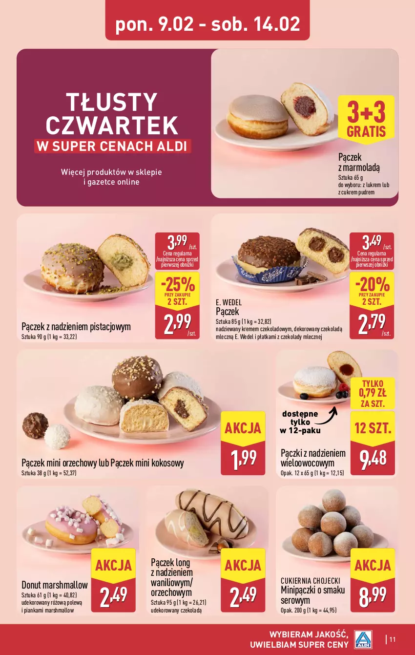Gazetka promocyjna Aldi - Oferta weekendowa - ważna 12.02 do 14.02.2026 - strona 11 - produkty: Cukier, Donut, E. Wedel, Gra, Kokos, Mars, Mola, Pączek, Ser