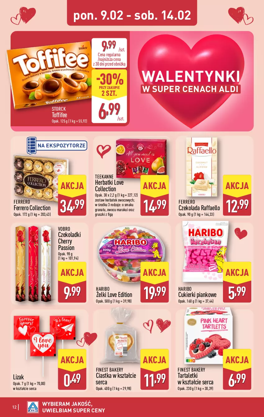 Gazetka promocyjna Aldi - Oferta weekendowa - ważna 12.02 do 14.02.2026 - strona 12 - produkty: Ciastka, Cukier, Cukierki, Czekolada, Fa, Ferrero, Gra, Granat, Gruszki, Haribo, Raffaello, Ser, Tarta, Teekanne, Toffifee