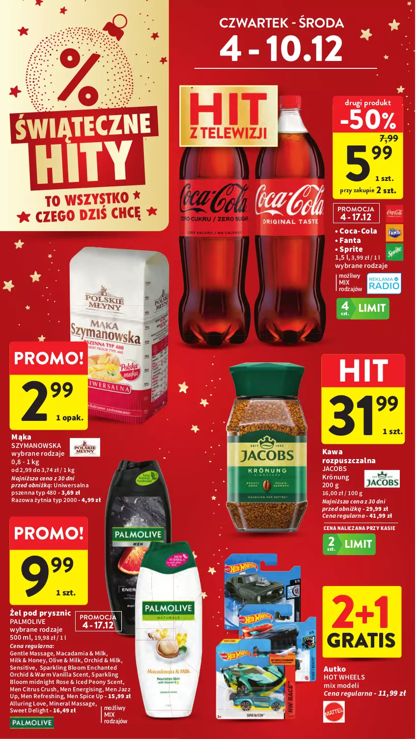 Gazetka promocyjna Intermarche - Gazetka Intermarche - ważna 04.12 do 10.12.2025 - strona 10 - produkty: Coca-Cola, Fa, Fanta, Gra, Hot Wheels, Jacobs, Jacobs Krönung, Kawa, Kawa rozpuszczalna, Mąka, Palmolive, Sprite