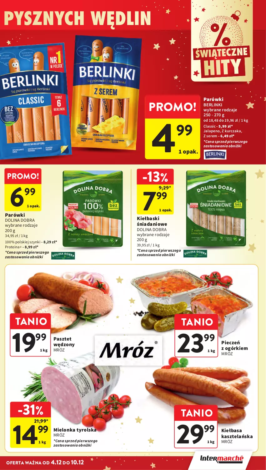 Gazetka promocyjna Intermarche - Gazetka Intermarche - ważna 04.12 do 10.12.2025 - strona 29 - produkty: Berlinki, Danio, Kiełbasa, Kurczak, Mielonka tyrolska, Parówki, Pasztet, Piec, Ser