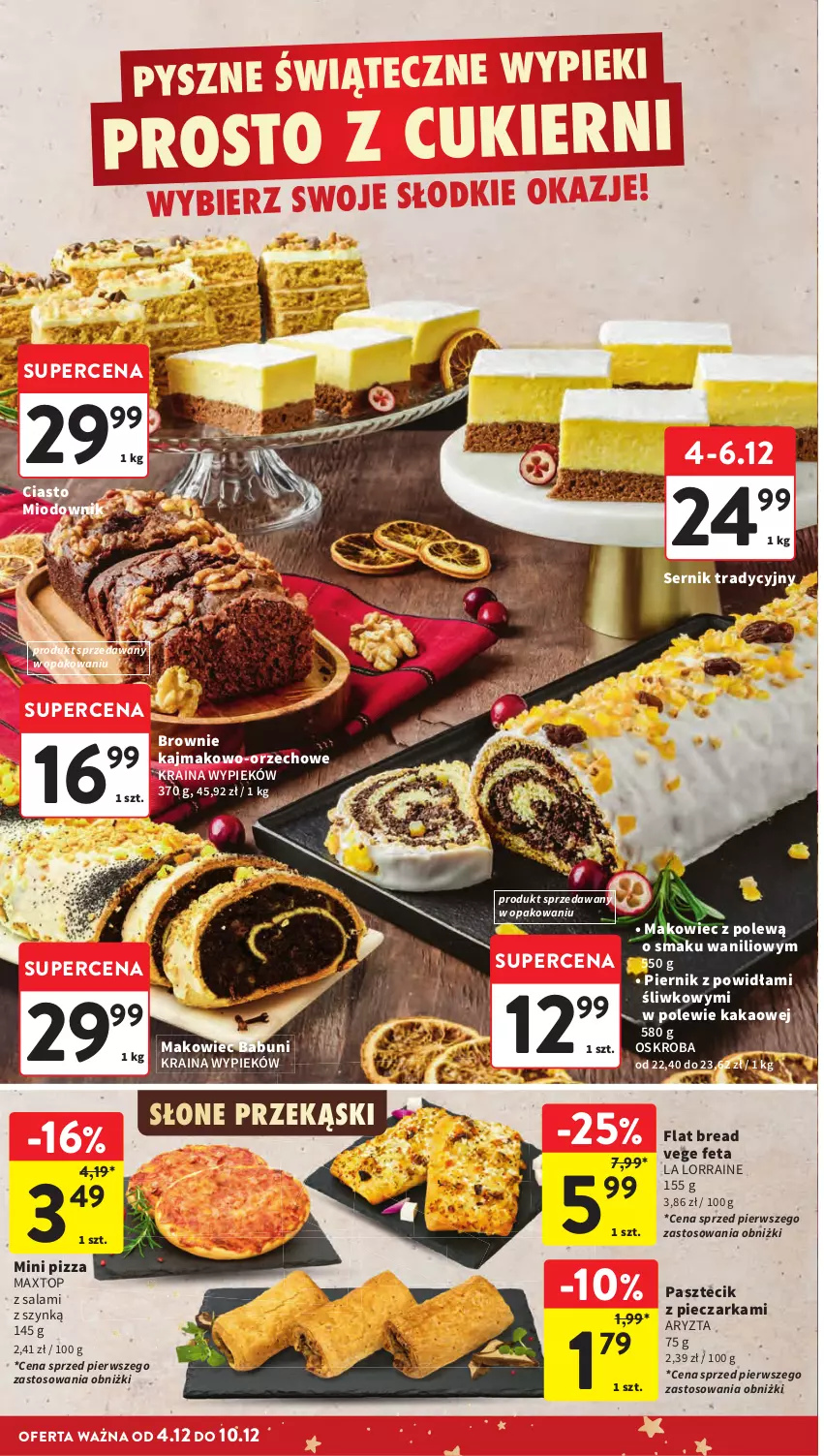 Gazetka promocyjna Intermarche - Gazetka Intermarche - ważna 04.12 do 10.12.2025 - strona 30 - produkty: Babuni, Brownie, Feta, Kakao, Makowiec, Pasztecik z pieczarkami, Piec, Pieczarka, Piernik, Pizza, Salami, Ser, Top