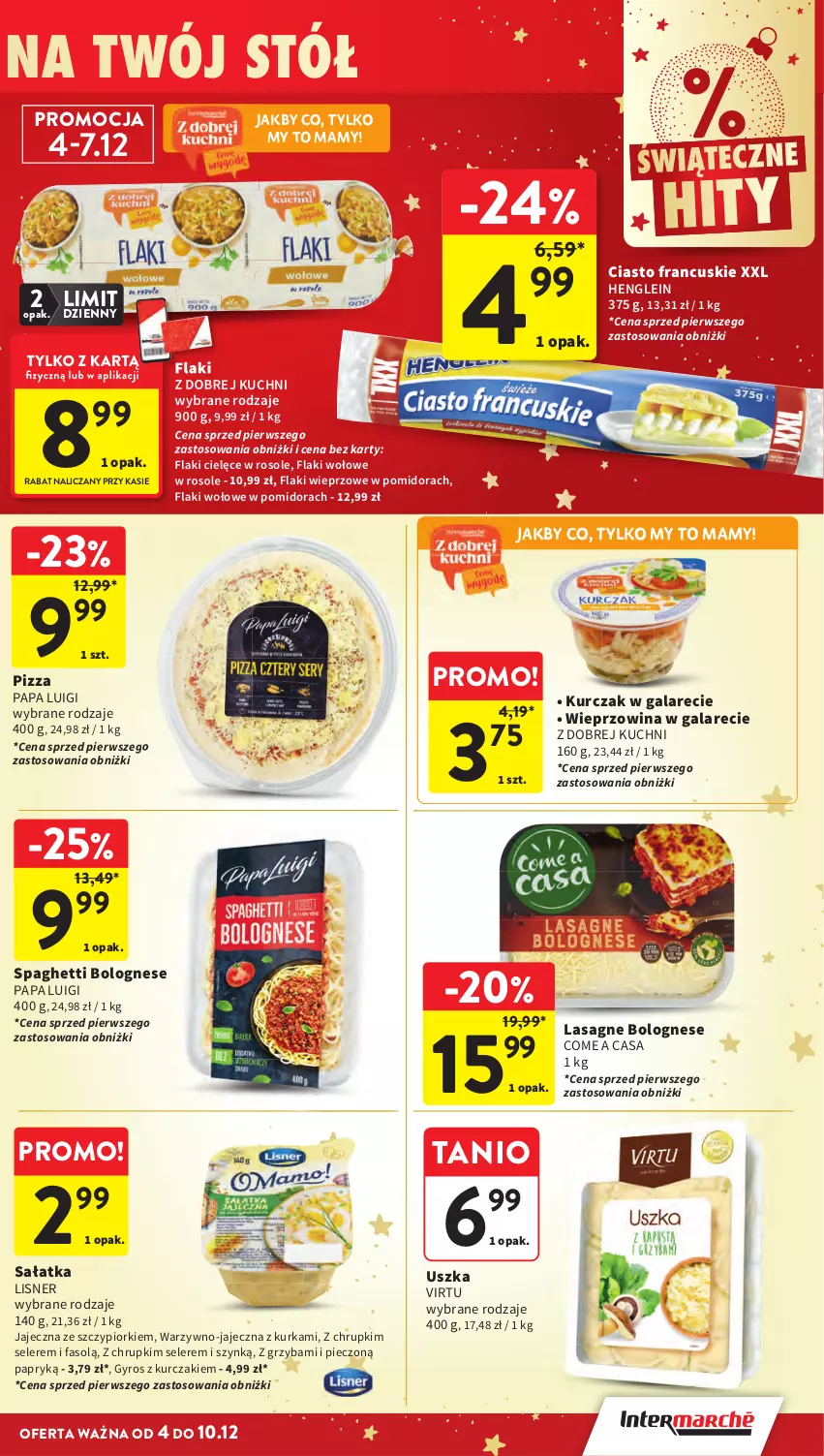 Gazetka promocyjna Intermarche - Gazetka Intermarche - ważna 04.12 do 10.12.2025 - strona 35 - produkty: Chrupki, Ciasto francuskie, Fa, Flaki, Flaki wołowe, Gala, Gyros, Kurczak, Lasagne, Lasagne bolognese, Lisner, Piec, Pizza, Spaghetti, Virtu, Wieprzowina