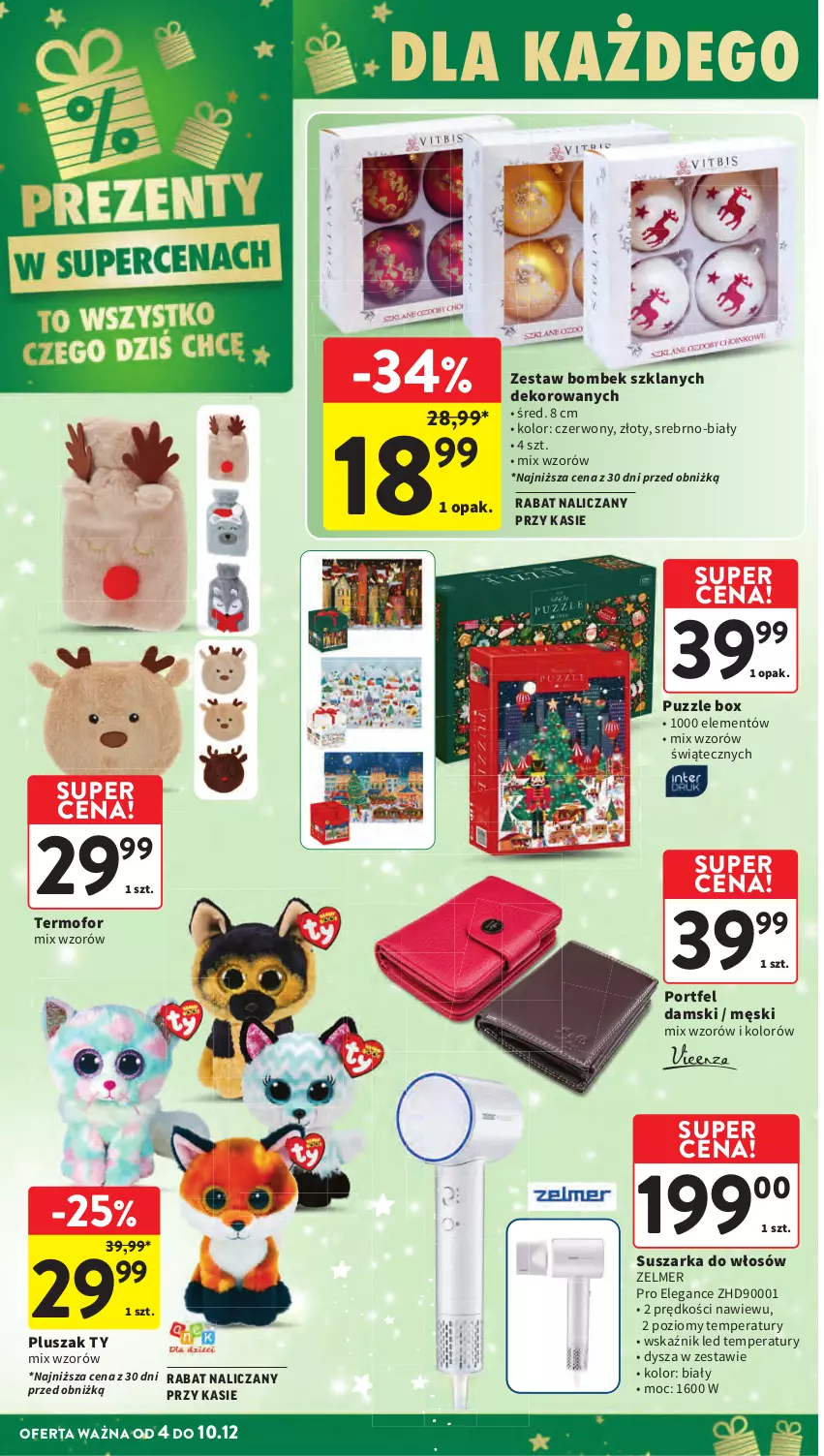 Gazetka promocyjna Intermarche - Gazetka Intermarche - ważna 04.12 do 10.12.2025 - strona 4 - produkty: Pluszak, Por, Puzzle, Suszarka, Zelmer, Zestaw bombek