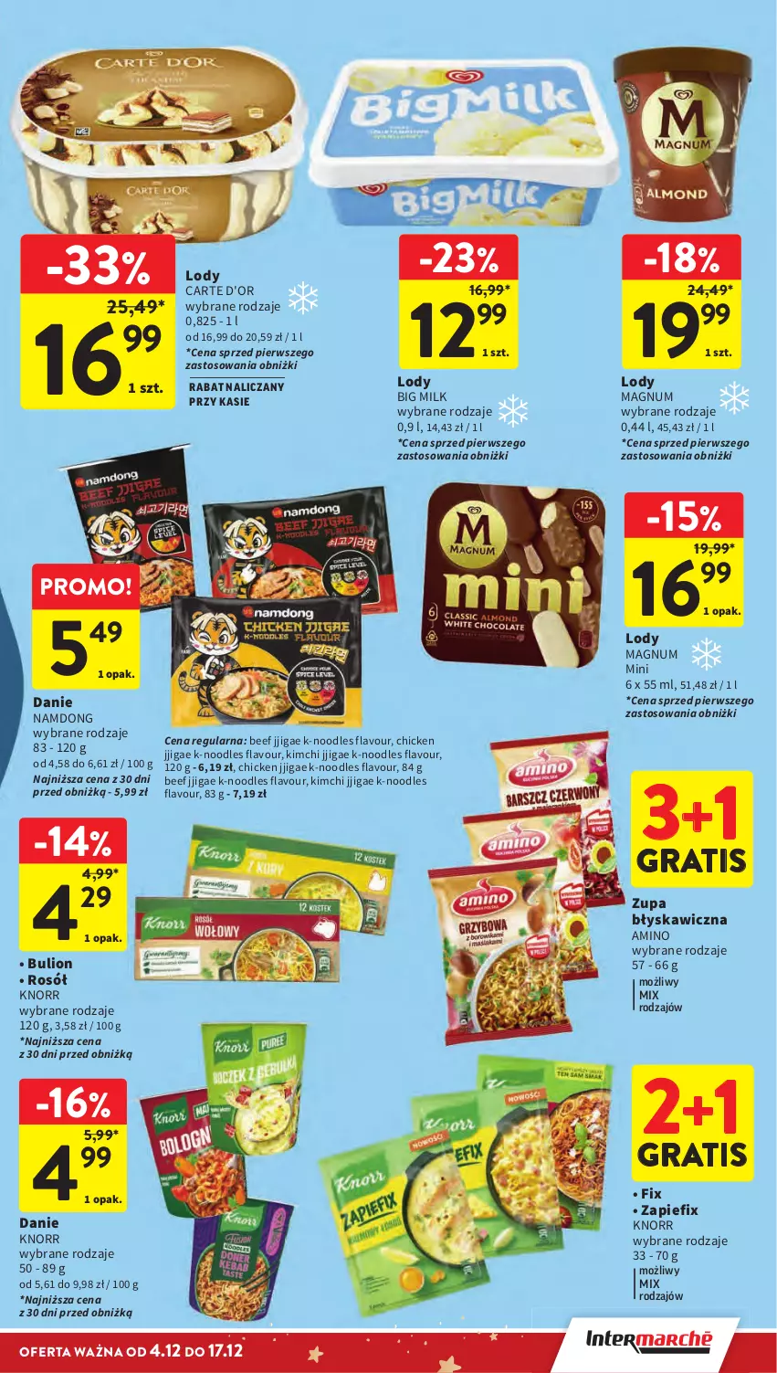 Gazetka promocyjna Intermarche - Gazetka Intermarche - ważna 04.12 do 10.12.2025 - strona 43 - produkty: Big Milk, Carte d'Or, Gra, Knorr, Zupa