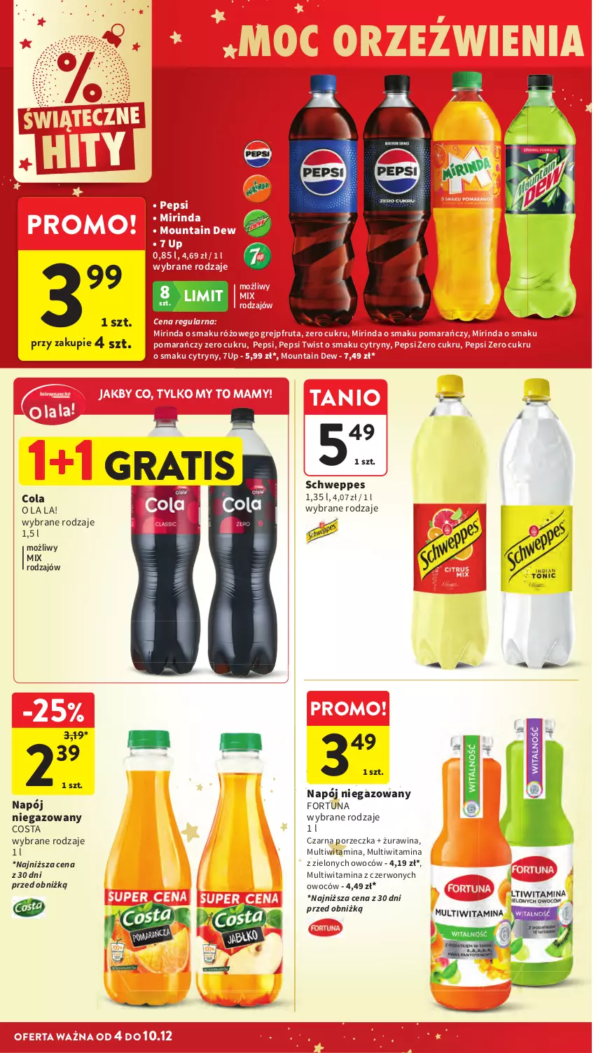 Gazetka promocyjna Intermarche - Gazetka Intermarche - ważna 04.12 do 10.12.2025 - strona 52 - produkty: 7up, Cytryny, Fortuna, Gra, Grejpfrut, Mirinda, Napój, Napój niegazowany, Pepsi, Por, Schweppes