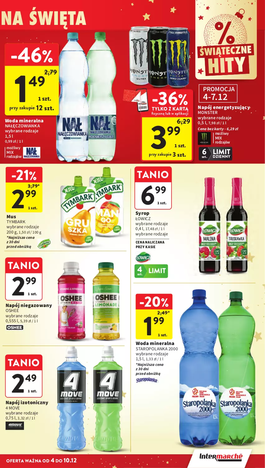 Gazetka promocyjna Intermarche - Gazetka Intermarche - ważna 04.12 do 10.12.2025 - strona 53 - produkty: Mus, Nałęczowianka, Napój, Napój niegazowany, Oshee, Staropolanka, Syrop, Tymbark, Woda, Woda mineralna