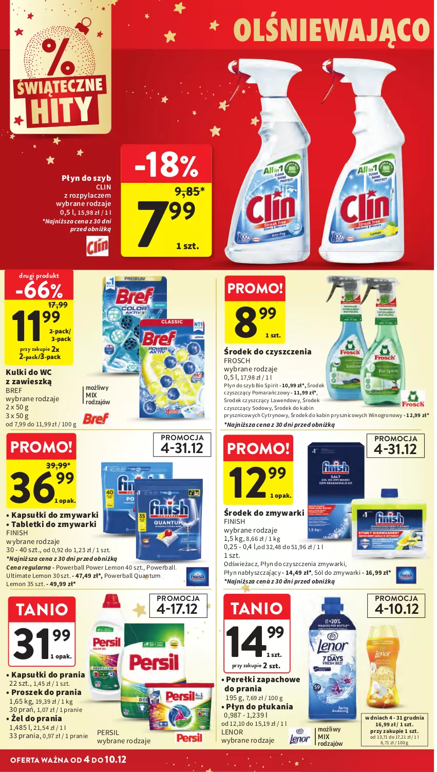 Gazetka promocyjna Intermarche - Gazetka Intermarche - ważna 04.12 do 10.12.2025 - strona 54 - produkty: Bref, Clin, Finish, Frosch, Lenor, Persil, Płyn do szyb, Płyn nabłyszczający, Sól, Wino, Zmywarki