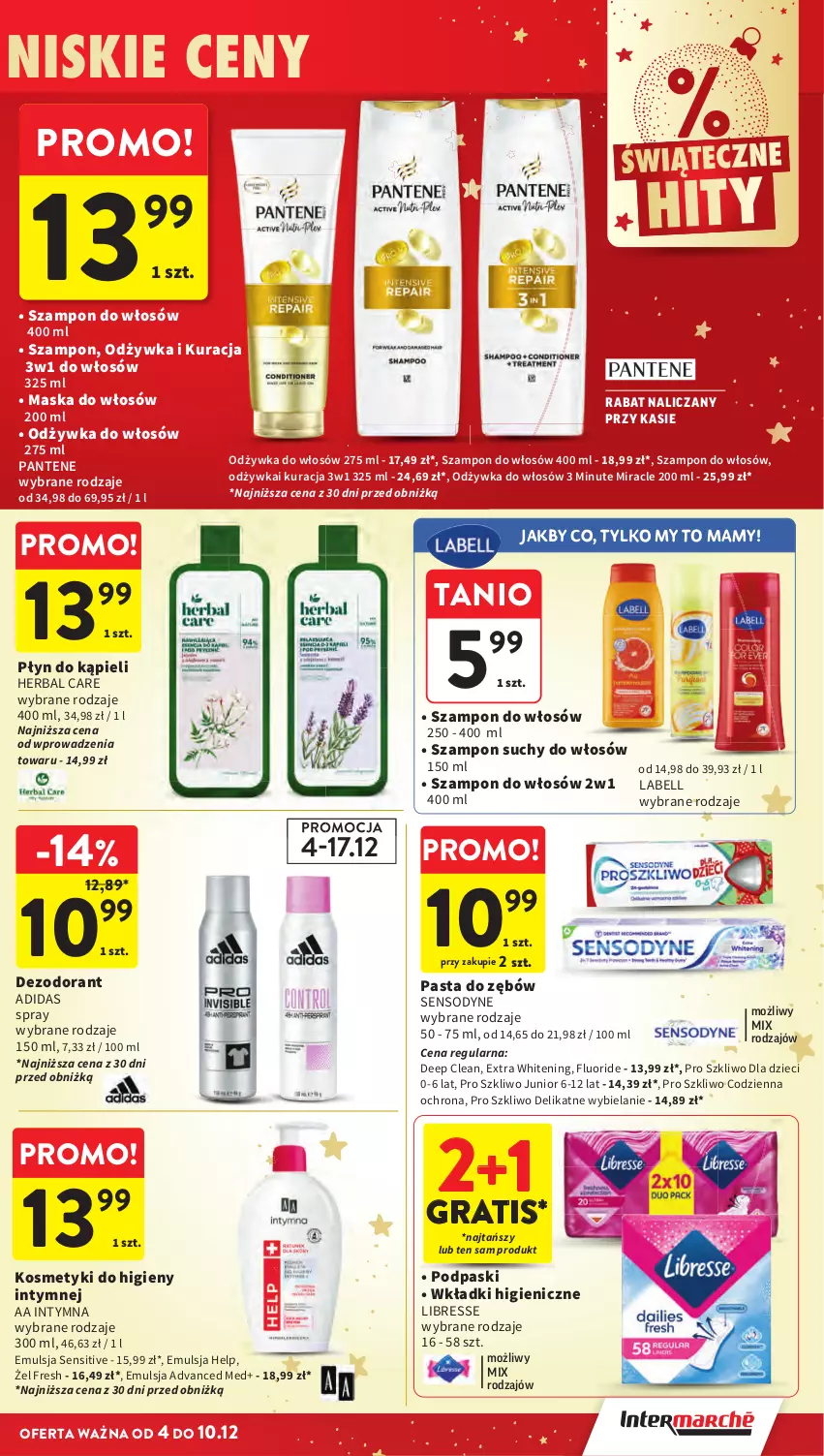Gazetka promocyjna Intermarche - Gazetka Intermarche - ważna 04.12 do 10.12.2025 - strona 55 - produkty: Adidas, Bell, Dzieci, Emulsja, Gra, Odżywka, Pantene, Sensodyne, Szampon