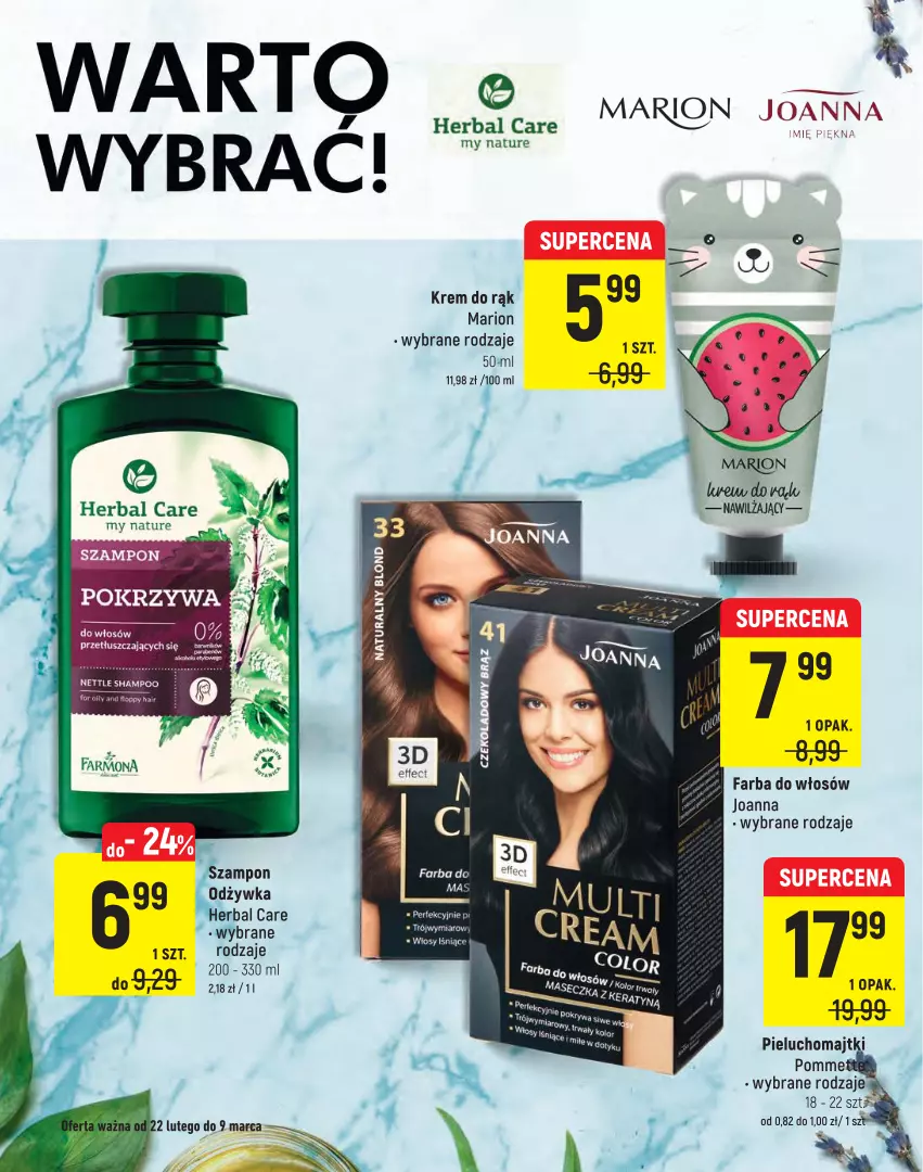 Gazetka promocyjna Intermarche - Spożywcza - ważna 22.02 do 02.03.2022 - strona 18 - produkty: Fa, Farba do włosów, Joanna, Krem do rąk, Majtki, Odżywka, Pieluchomajtki