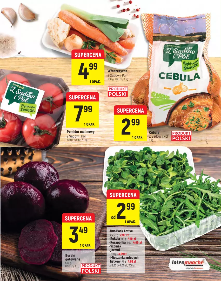 Gazetka promocyjna Intermarche - Spożywcza - ważna 22.02 do 02.03.2022 - strona 5 - produkty: Buraki, Jarmuż, Pomidor malinowy, Roszponka, Rukola, Szpinak