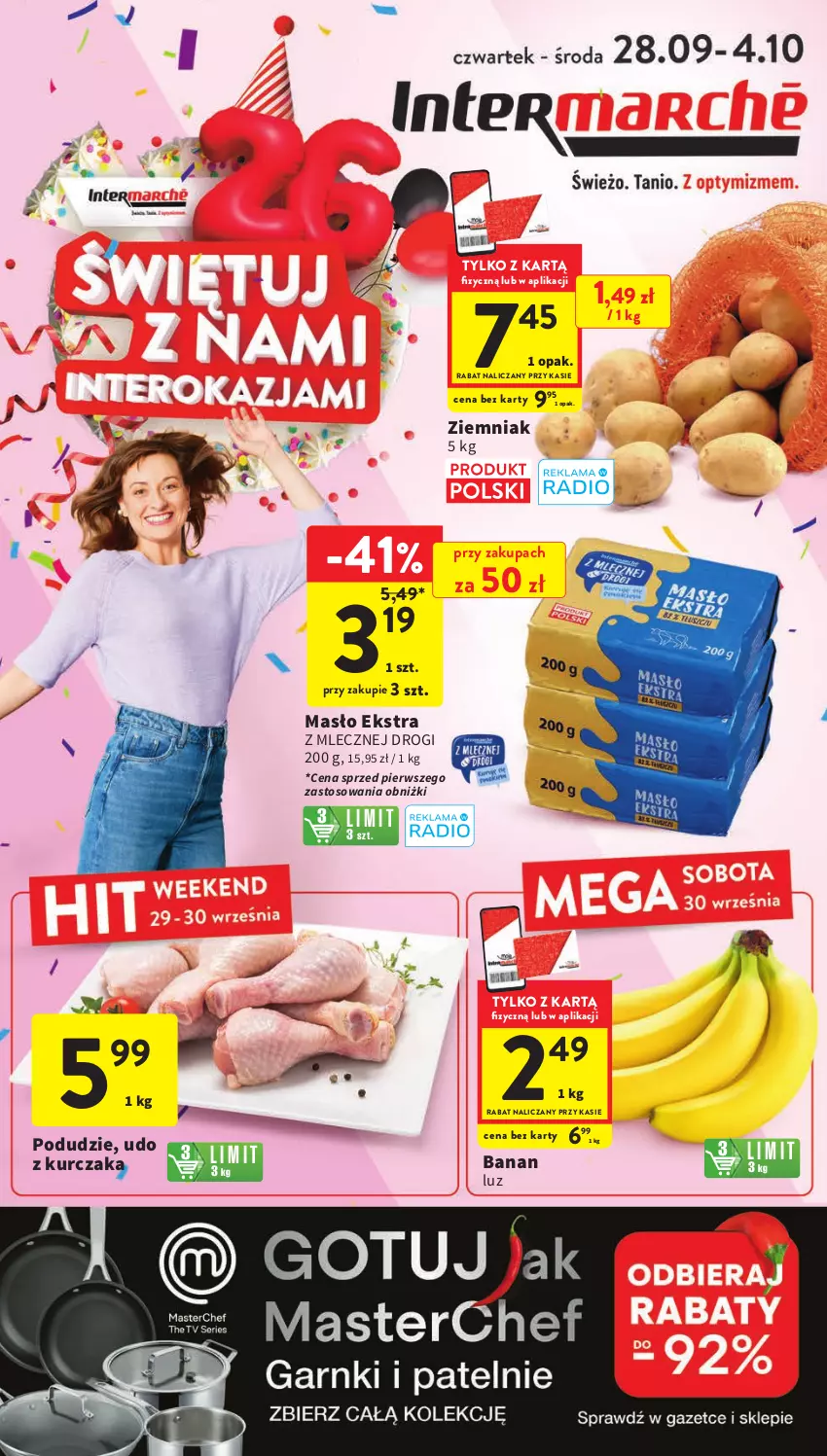 Gazetka promocyjna Intermarche - Gazetka Intermarche - ważna 28.09 do 04.10.2023 - strona 1 - produkty: Kurczak, Masło, Udo z kurczaka