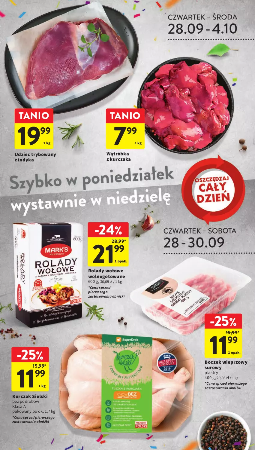 Gazetka promocyjna Intermarche - Gazetka Intermarche - ważna 28.09 do 04.10.2023 - strona 21 - produkty: Boczek, Boczek wieprzowy, Kurczak