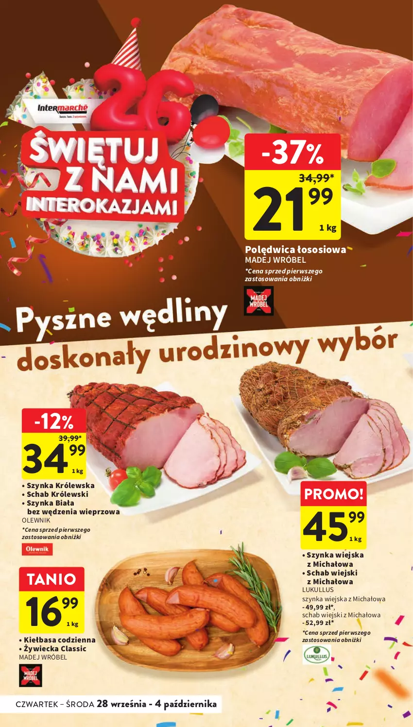 Gazetka promocyjna Intermarche - Gazetka Intermarche - ważna 28.09 do 04.10.2023 - strona 22 - produkty: Kiełbasa, Królewski, Madej Wróbel, Olewnik, Polędwica, Sos, Szynka, Szynka biała, Szynka Królewska